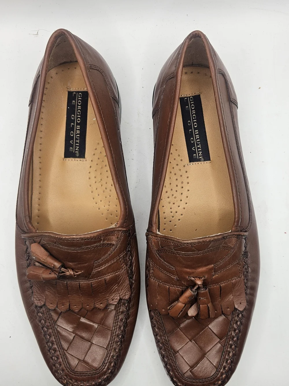 Giorgio Brutini Brown Woven Tassel Loafers 10.5